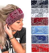 Load image into Gallery viewer, Wide Hair bands for Women Boho Headbands for Women's Hair Elastic Soft 6 Pieces Headband Print Head bands Adult Women Accessories Yoga Sports Hairband Multicoloured Thin Headscarf