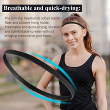 Load image into Gallery viewer, 9 Pieces Thick Non-Slip Elastic Sport Headbands, Elastic Silicone Grip Exercise Hair and Sweatbands for Yoga