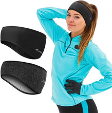 Load image into Gallery viewer, Winter Headband Ear Warmer - 2 Pack Warm Cozy Fleece Stretchy Ear Muff with Full Cover for Outdoor Sports, Running, Hiking, Cycling, Tennis, Jogging