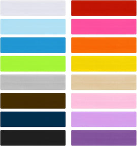16 Pcs Yoga Cotton Headbands Stretchy Elastic Solid Headbands Mixed Colors Ballet Head Band Cotton Sports Hairband for Women Girls Suitable for Yoga, Pilates, Running, Cycling