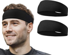 Load image into Gallery viewer, 2 PCS Elastic Sports Headbands for Men/Women - With Inner Grip Strip to Keep Headband Securely in Place | Fits ALL HEAD SIZES | Sweat Wicking Fabric to Keep your Head Dry & Cool
