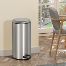 Load image into Gallery viewer, 30L Stainless Steel Pedal Bin - Black/Silver, Fingerprint Resistant & Hygienic