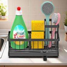 Load image into Gallery viewer, VINSANI Black Sink Sponge Holder: Versatile Kitchen Organizer & Caddy