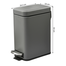 Load image into Gallery viewer, Compact 5L Steel Trash Can with Quiet-Close Lid for Seamless Clean-Up