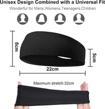 Load image into Gallery viewer, 2 PCS Elastic Sports Headbands for Men/Women - With Inner Grip Strip to Keep Headband Securely in Place | Fits ALL HEAD SIZES | Sweat Wicking Fabric to Keep your Head Dry & Cool