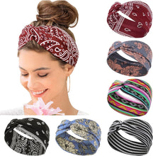 Load image into Gallery viewer, Wide Hair bands for Women Boho Headbands for Women's Hair Elastic Soft 6 Pieces Headband Print Head bands Adult Women Accessories Yoga Sports Hairband Multicoloured Thin Headscarf