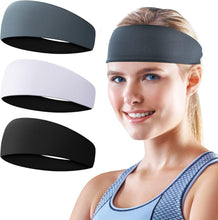 Load image into Gallery viewer, 2 PCS Elastic Sports Headbands for Men/Women - With Inner Grip Strip to Keep Headband Securely in Place | Fits ALL HEAD SIZES | Sweat Wicking Fabric to Keep your Head Dry & Cool