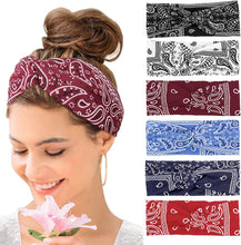 Load image into Gallery viewer, Wide Hair bands for Women Boho Headbands for Women's Hair Elastic Soft 6 Pieces Headband Print Head bands Adult Women Accessories Yoga Sports Hairband Multicoloured Thin Headscarf