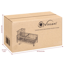 Load image into Gallery viewer, VINSANI Black Sink Sponge Holder: Versatile Kitchen Organizer & Caddy