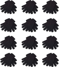 Load image into Gallery viewer, 12 Pairs Thermal Magic Stretch Gloves – Unisex Winter Warm Gloves for Men & Women, Soft Acrylic Knit, One Size, Black