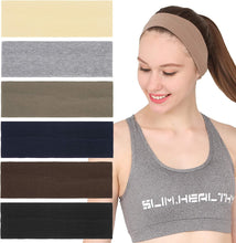 Load image into Gallery viewer, 6Pcs Stretchy Elastic Headbands, Cotton Sports Hairband for Women Girls, Suitable for Yoga, Pilates, Running, Cycling