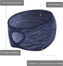 Load image into Gallery viewer, 2 Pieces Running Headband Fleece Ear Warmers Headband with Ponytail Hole Thermal Ear Muffs for Sports Running Cycling Winter Headbands for Women Ladies Girls (Navy/Coffee)