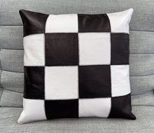 Load image into Gallery viewer, Set of Chequered Leather Cushion Covers