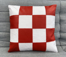 Load image into Gallery viewer, Set of Chequered Leather Cushion Covers
