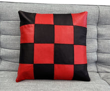 Load image into Gallery viewer, Set of Chequered Leather Cushion Covers