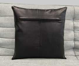 2x Black & White Flower Original Leather Cushion Covers