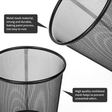Load image into Gallery viewer, Vinsani 2-Pack Modern Black Mesh Trash Bins - Stylish & Minimalist Waste Baskets