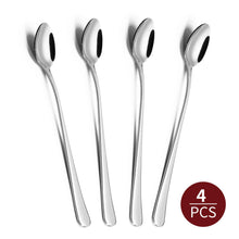 Load image into Gallery viewer, Vinsani Elite 4-Piece Long Handle Stainless Steel Latte Spoons Set