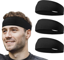 Load image into Gallery viewer, 2 PCS Elastic Sports Headbands for Men/Women - With Inner Grip Strip to Keep Headband Securely in Place | Fits ALL HEAD SIZES | Sweat Wicking Fabric to Keep your Head Dry & Cool