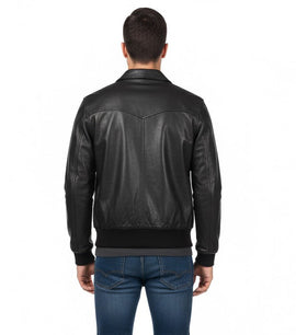 The Deal Mens Vintage Brown Leather Bomber Jacket