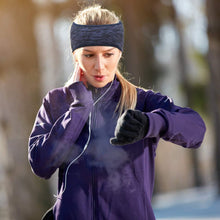 Load image into Gallery viewer, 2 Pieces Running Headband Fleece Ear Warmers Headband with Ponytail Hole Thermal Ear Muffs for Sports Running Cycling Winter Headbands for Women Ladies Girls (Navy/Coffee)