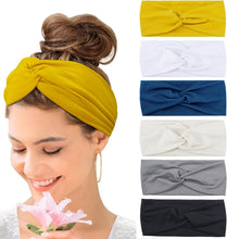 Load image into Gallery viewer, Wide Hair bands for Women Boho Headbands for Women's Hair Elastic Soft 6 Pieces Headband Print Head bands Adult Women Accessories Yoga Sports Hairband Multicoloured Thin Headscarf