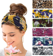Load image into Gallery viewer, Wide Hair bands for Women Boho Headbands for Women's Hair Elastic Soft 6 Pieces Headband Print Head bands Adult Women Accessories Yoga Sports Hairband Multicoloured Thin Headscarf