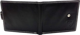 Men's RFID-Blocking Black Leather Wallet with Zip With Coin Pocket With Gift Boxed