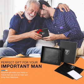 Mens RFID Blocking Orange Leather Wallet with 11 Card Slots, 2 Bill Compartments, Coin Pocket