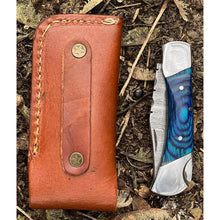 Load image into Gallery viewer, Handmade Ocean Blue Damascus Steel Pocket Folding Knife