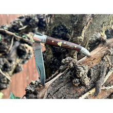Load image into Gallery viewer, Handmade Rosewood Brass and Steel Damascus Pocket Folding Knife