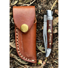 Load image into Gallery viewer, Handmade Rosewood Brass and Steel Damascus Pocket Folding Knife
