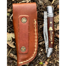 Load image into Gallery viewer, Handmade Rosewood Brass and Steel Damascus Pocket Folding Knife