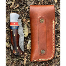 Load image into Gallery viewer, Handmade Rosewood Handle Damascus Steel Pocket Folding Knife