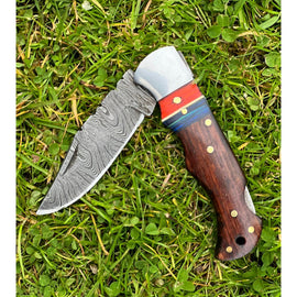 Handmade Rosewood Handle Damascus Steel Pocket Folding Knife