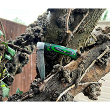 Load image into Gallery viewer, Handmade Emerald Aztec Green Black Damascus Steel Pocket Folding Knife