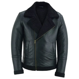 Men's Aviator Style Brown Bomber Flying Pilot Fur Jacket -