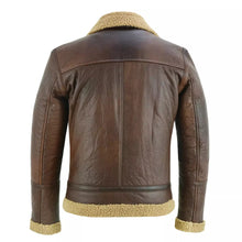 Load image into Gallery viewer, Men's Aviator Style Brown Bomber Flying Pilot Fur Jacket -