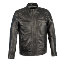 Load image into Gallery viewer, Mens Brown Leather Jacket with Front Zipper Closure -