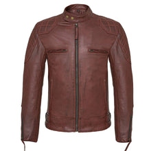 Load image into Gallery viewer, Mens David Beckham Stannard Vintage Wine Red Leather Jacket -
