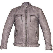 Load image into Gallery viewer, Mens Retro Vintage Grey Style Zipped Diamond Casual Biker Leather Jacket -