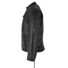 Load image into Gallery viewer, Mens Slim Fit Retro Style Biker Black Leather Jacket - Ivar -