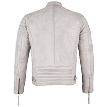 Load image into Gallery viewer, Mens Slim Fit Retro Style Biker Grey Leather Jacket - Ivar -