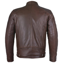 Load image into Gallery viewer, Men's Slim Fit Sword Cafe Racer Brown Soft Leather Jacket -