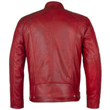 Load image into Gallery viewer, Men's Slim Fit Sword Cafe Racer Red Soft Leather Jacket -