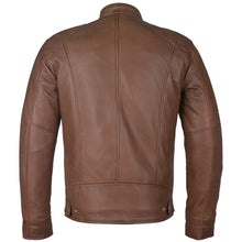 Load image into Gallery viewer, Men's Slim Fit Sword Cafe Racer Tan Soft Leather Jacket -