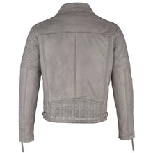 Load image into Gallery viewer, Mens Soltau Diamond Biker Style Grey Leather Jacket -