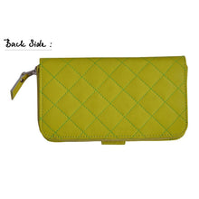 Load image into Gallery viewer, Women's Lime Green Quilted Wallet Purse -