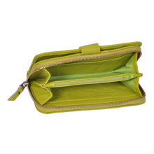 Load image into Gallery viewer, Women's Lime Green Zip Round Leather Purse -