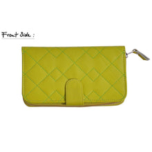 Load image into Gallery viewer, Women's Lime Green Zip Round Leather Purse -